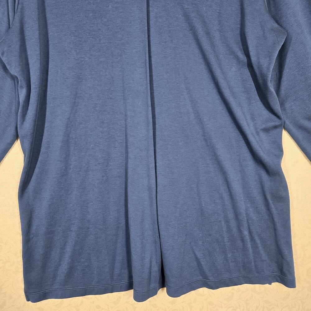 Lands End Tunic Top XL Blue Tencel Blend Notch V Neck Relaxed Oversized - Picture 3 of 12